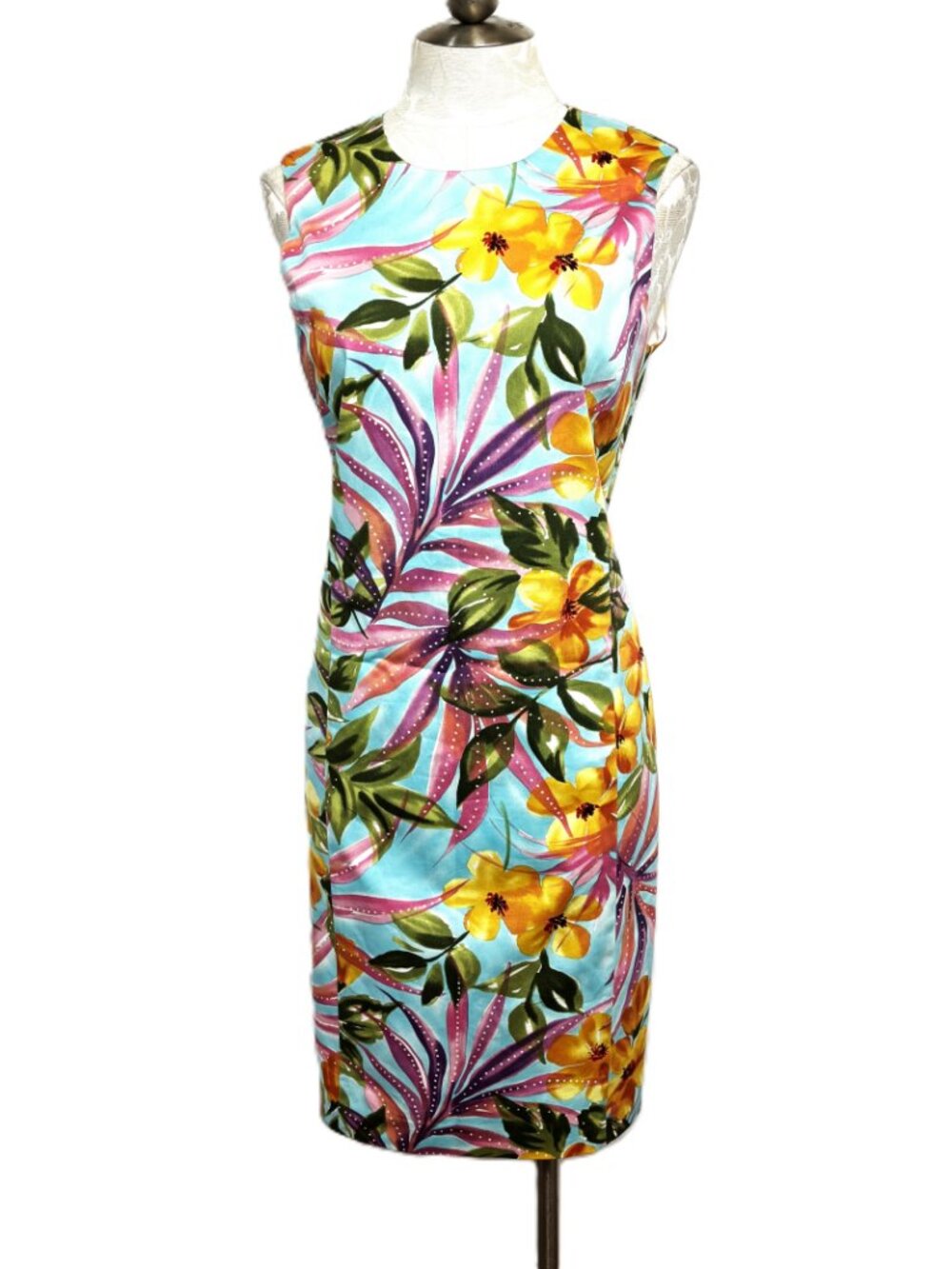 Vtg 90’s Harve Benard by Benard Holtzman Hawaiian Print Sheath Dress Sz 8